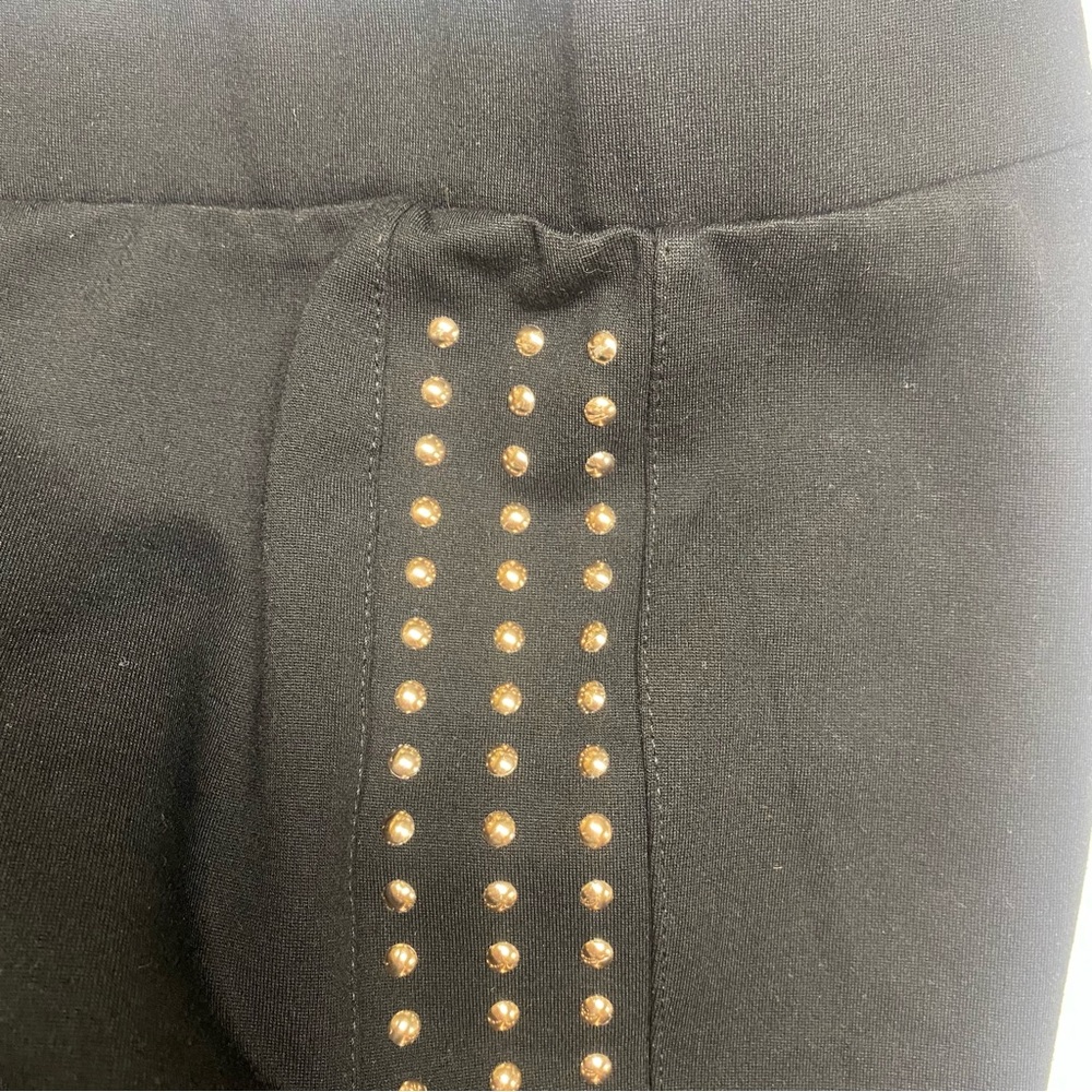 Truth Comfy Casual Stretch Black Pants with Gold Studded Sides Size 1X
